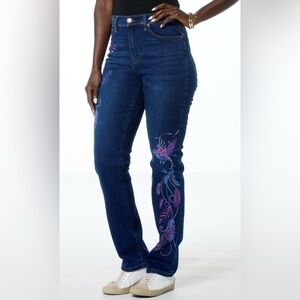 DG 2 Embroidered Straight Leg Jeans